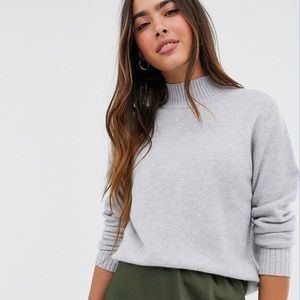 Women’s Vila knitted sweater with high neck in light gray